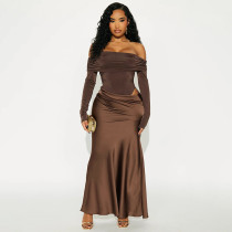 EVE One Shoulder Long Sleeve Slim Maxi Dress GSZM-J25DS361