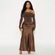 EVE One Shoulder Long Sleeve Slim Maxi Dress GSZM-J25DS361