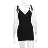 EVE V Neck Tie Up Backless Mini Dress YMYF-9256