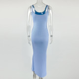 EVE Solid Color Sling Maxi Dress GZJF-10133