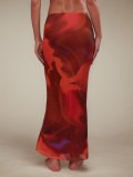EVE Retro Print Slim Long Skirts GZJF-6630
