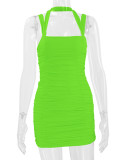 EVE Solid Color Backless Ruched Mini Dress YMYF-8836