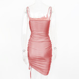 EVE Solid Color Drawstring Midi Dress GZJF-5574