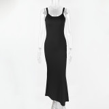 EVE Solid Color Sling Maxi Dress GZJF-10133