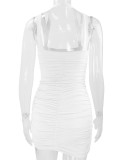 EVE Solid Color Backless Ruched Mini Dress YMYF-8836