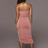 EVE Solid Color Drawstring Midi Dress GZJF-5574