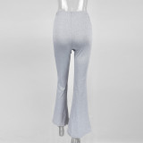 EVE Solid Color Ruched Micro Flare Pants GZJF-6615
