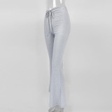 EVE Solid Color Ruched Micro Flare Pants GZJF-6615