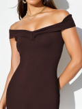EVE One Shoulder Solid Color Maxi Dress GZJF-10152