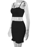 EVE Sexy Sling Vest Ruched Two Piece Skirts Set YMYF-0881