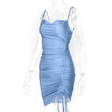 EVE Solid Color Drawstring Midi Dress GZJF-5574