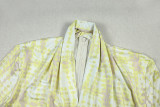 EVE V Neck Print Ruched Slim Jumpsuit GJYO-006293