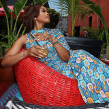 EVE Short Sleeve Print Split Maxi Dress GJYO-303625