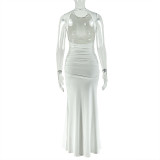 EVE Sleeveless Solid Color Backless Maxi Dress GJYO-303622