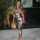 EVE Print Hollow Out Sleeveless Jumpsuit GJYO-006230
