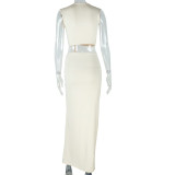EVE Slash V Neck Sleeveless High Split Maxi Dress GJYO-301872