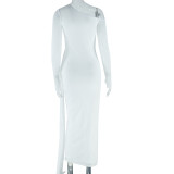 EVE Solid Color Off Shoulder Mesh Maxi Dress GJYO-300963