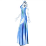 EVE Print Gradient Color Sleeveless Maxi Dress GJYO-302383