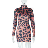 EVE Leopard Print Long Sleeve Bodycon Dress GJYO-302099