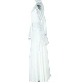 EVE Solid Color Halterneck Backless Split Maxi Dress GJYO-301928