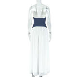EVE Deep V Neck Ruched Tapered Waist Maxi Dress GJYO-302623