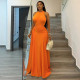 EVE Solid Color Sleeveless Ruched Maxi Dress GJYO-303195