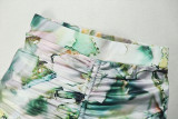 EVE Ruched Print Long Sleeve Two Piece Skirts Set GJYO-711750