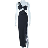 EVE Solid Color Backless Split Maxi Dress GJYO-298270