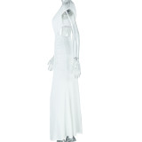 EVE Slash Neck Sleeveless Fashtail Dress GJYO-301817