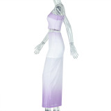 EVE Single Shoulder Sleeveless Gradient Two Piece Skirts Set GJYO-711698