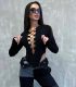 EVE Hollow Out Tie Up Patchwork Bodysuit GAXB-W256BS