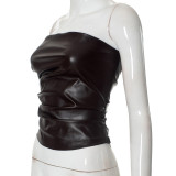 EVE Solid Color Leather Tube Top GAXB-C194TP