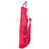 EVE Solid Color Off Shoulder Tie Up Evening Dress GJYO-302558