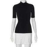 EVE Solid Color Half Sleeve Patchwork Mini Dress GAXB-W281DS