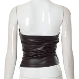 EVE Solid Color Leather Tube Top GAXB-C194TP