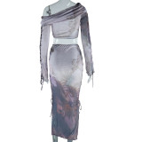 EVE Print Drawstring Two Piece Skirts Set GJYO-711261