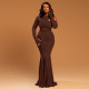 EVE Long Sleeve Hollow Out Maxi Dress GJYO-303163