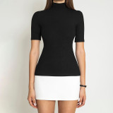 EVE Solid Color Half Sleeve Patchwork Mini Dress GAXB-W281DS