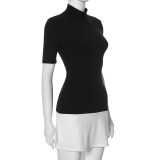 EVE Solid Color Half Sleeve Patchwork Mini Dress GAXB-W281DS