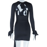 EVE Deep V Neck Backless Tie Up Mini Dress GJYO-299083