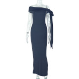 EVE One Shoulder Solid Color Maxi Dress GJYO-302332