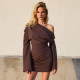 EVE Solid Color Slash Shoulder Mini Dress GAXB-W241DS