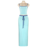 EVE Solid Color Sleeveless Two Piece Skirts Set  GAXB-D001ST