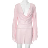 EVE Solid Color See Through Backless Mini Dress GAXB-W240DS