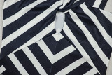 EVE Black White Stripe V Neck Sling Maxi Dress GJYO-303183