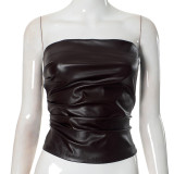 EVE Solid Color Leather Tube Top GAXB-C194TP