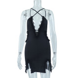 EVE Hollow Out Lace Patchwork Split Mini Dress GJYO-297899