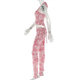 EVE Print Halterneck Tops Tight Pants 2 Piece Set GJYO-919132