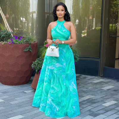 EVE Off Shoulder Print Ruched Maxi Dress GJYO-303135