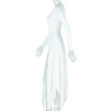 EVE Slash Shoulder Solid Color Irregular Dress GJYO-302302